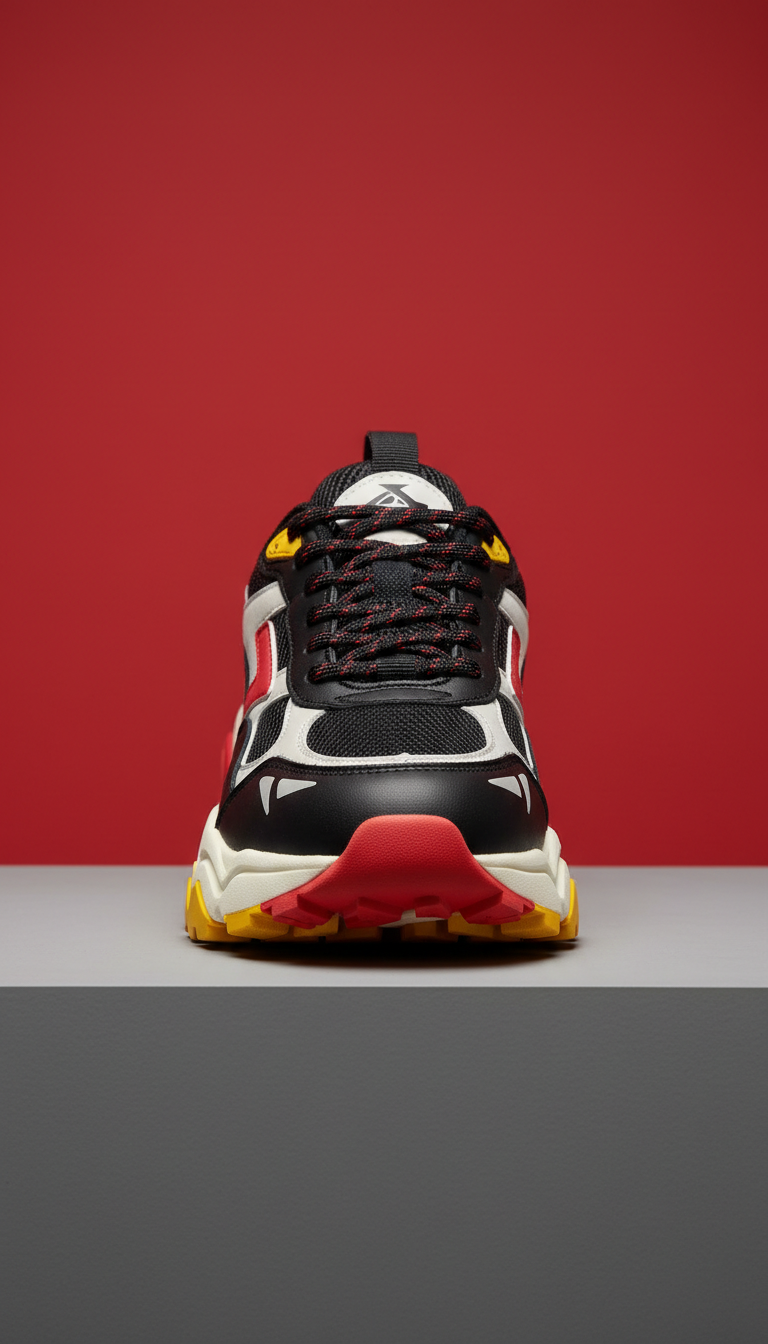 Asphalt Black leather mesh sneaker