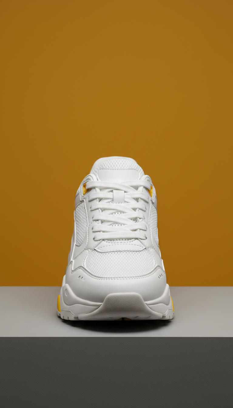 Concrete White leather mesh sneaker