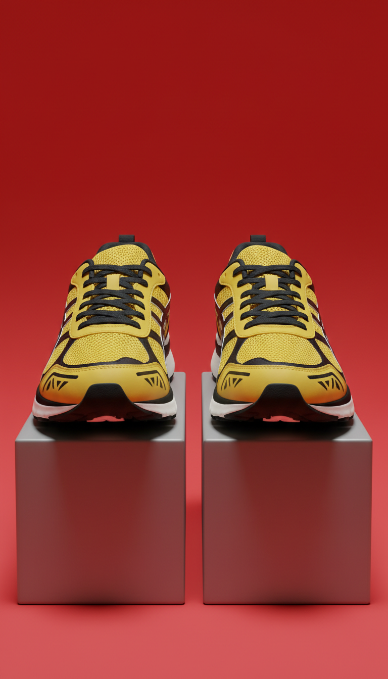 Taxi Yellow leather mesh sneaker